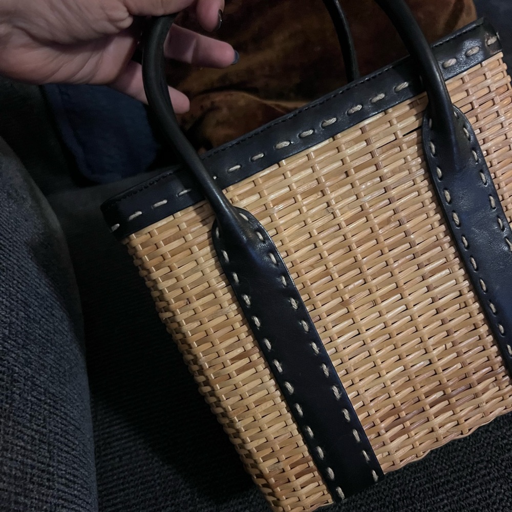 Stylish Black and Tan Woven Mini Bag